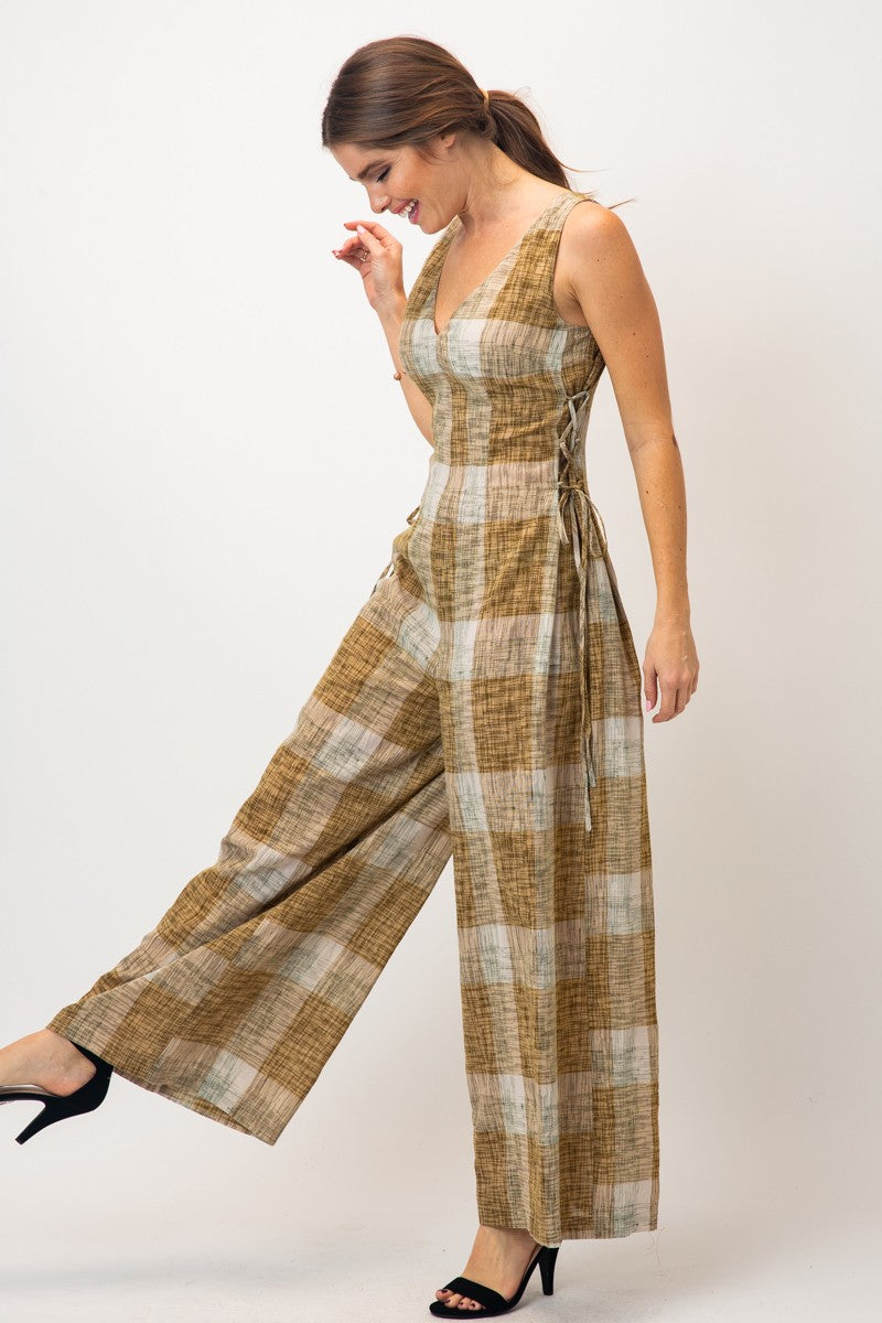 PLAID PRINT JUMPSUIT