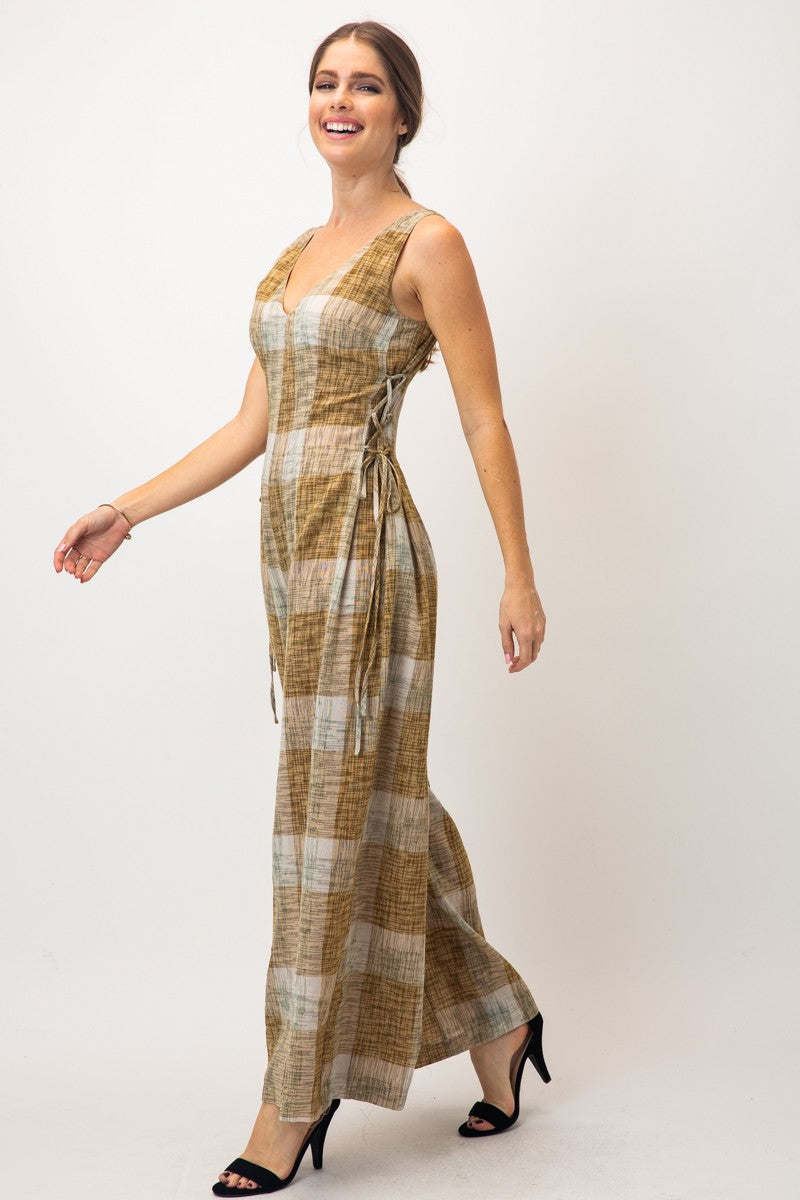 PLAID PRINT JUMPSUIT