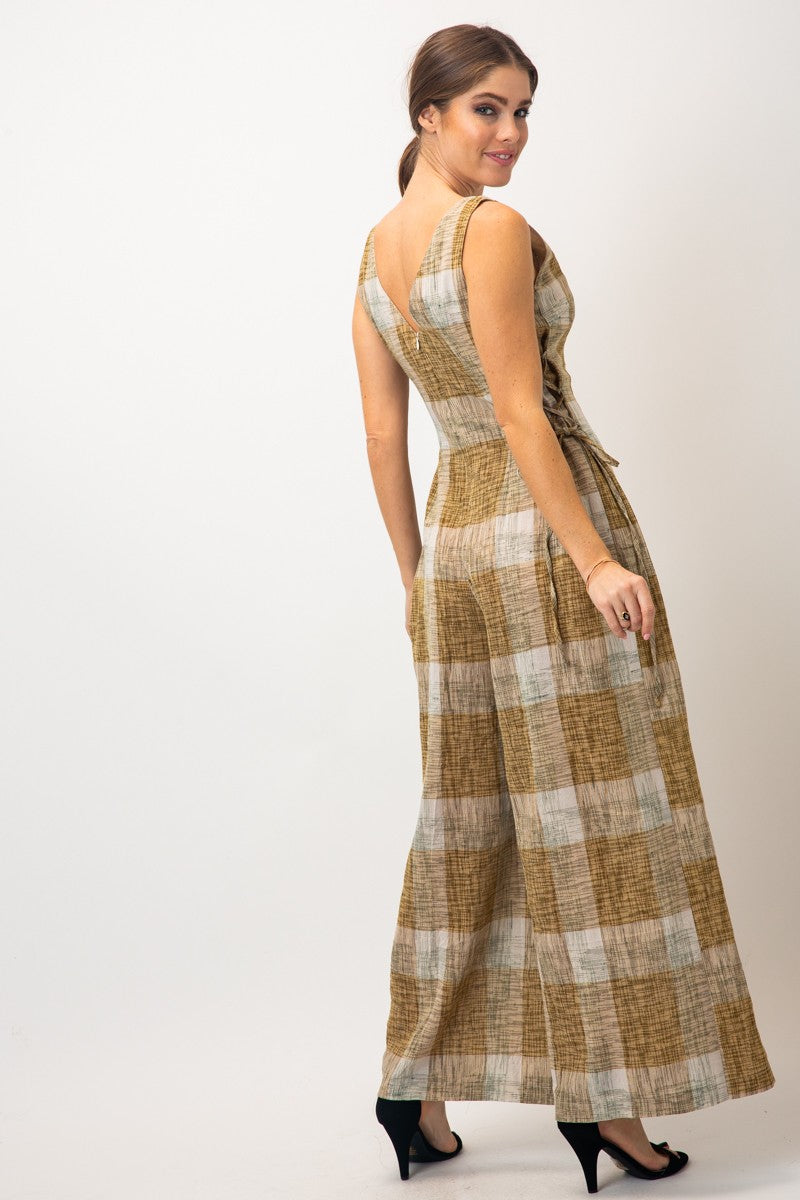 PLAID PRINT JUMPSUIT