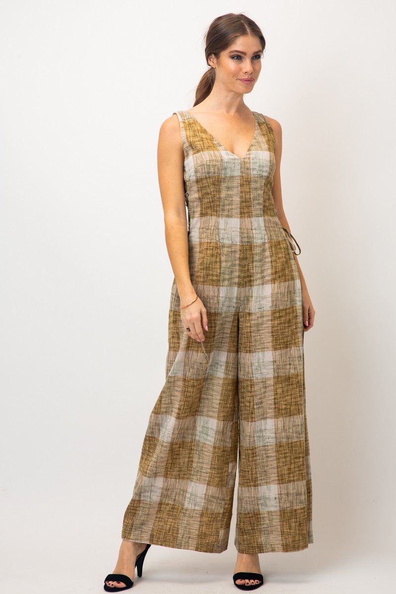 PLAID PRINT JUMPSUIT