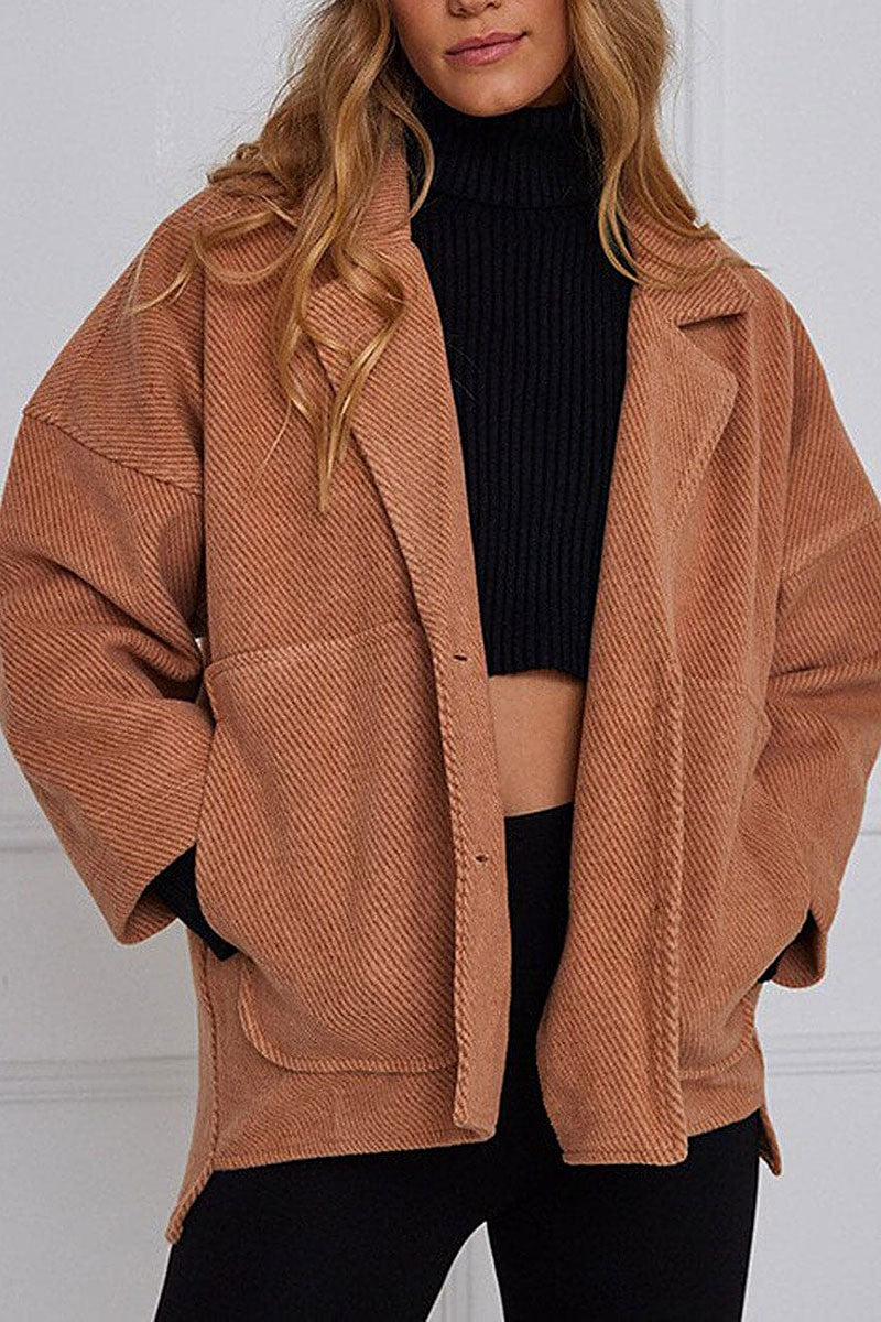 CORDUROY PATTERNED JACKET W/ OVERSIZED POCKET