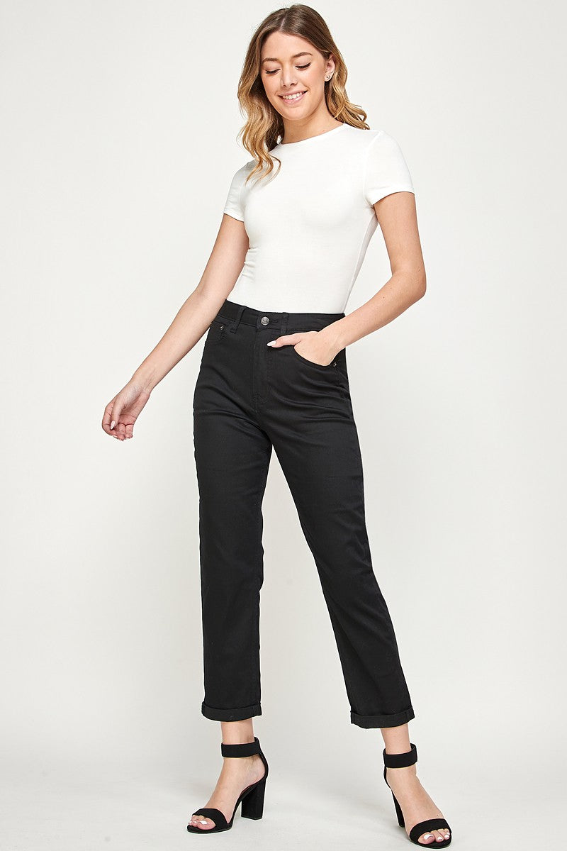 High Rise Cropped Mom Jeans