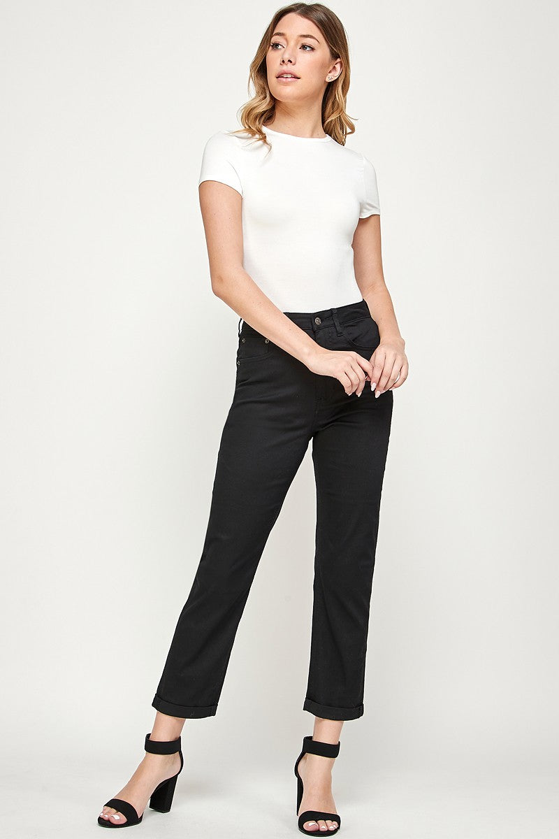 High Rise Cropped Mom Jeans