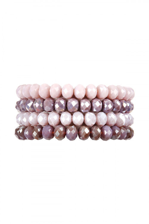 CRYSTAL BEADS STRETCH BRACELET - PURPLE