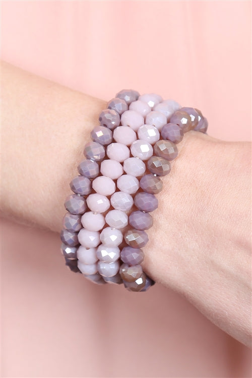 CRYSTAL BEADS STRETCH BRACELET - PURPLE