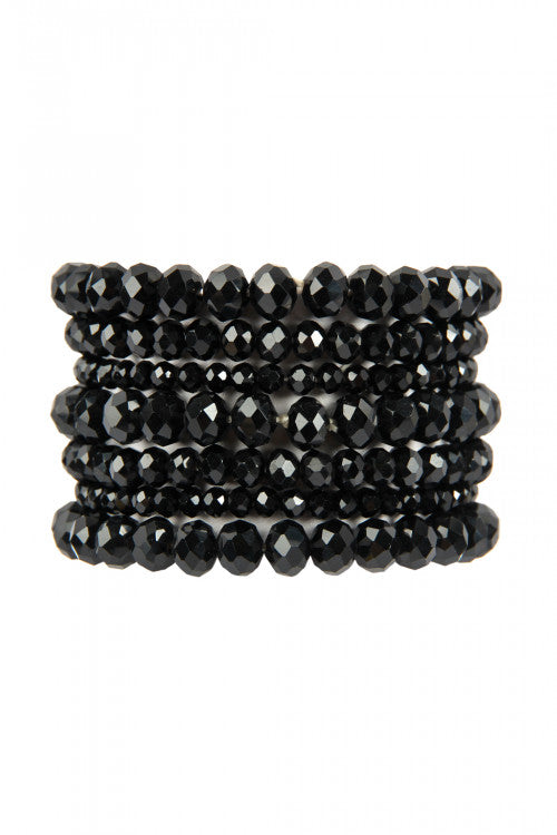 GLASS BEADS STRETCH BRACELET - BLK