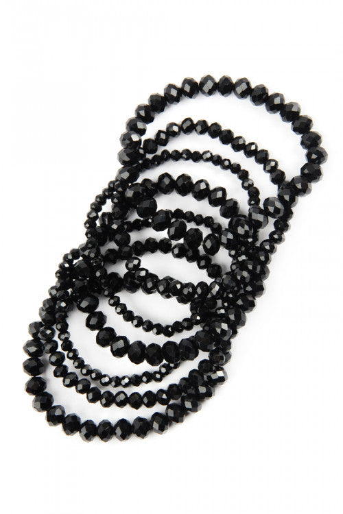 GLASS BEADS STRETCH BRACELET - BLK