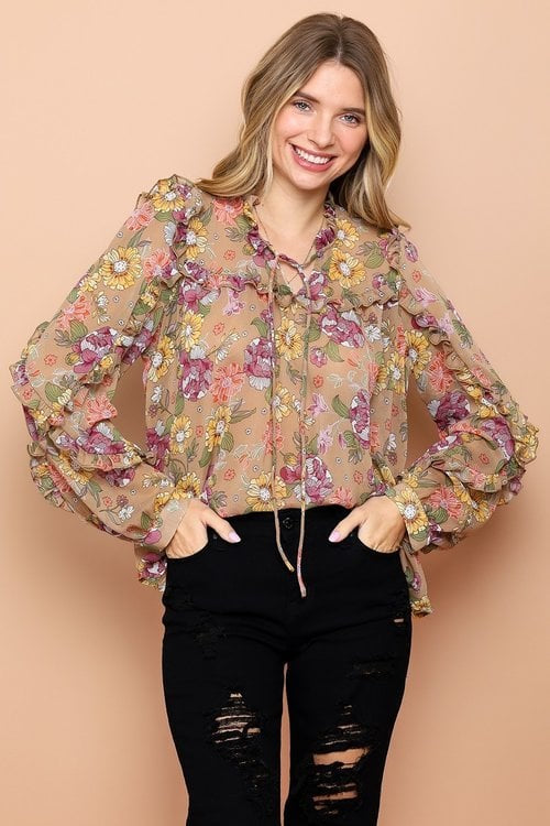 EVA RUFFLED FLORAL TOP