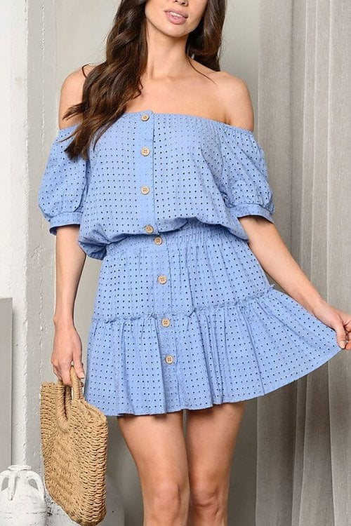 Aya Eyelet Short Dress