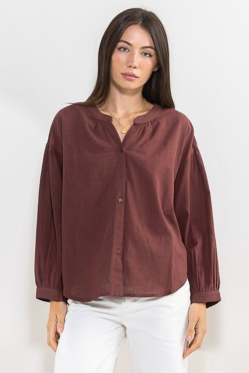 Cotton Split neck 3/4 SLV top