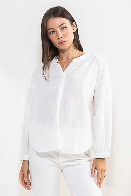 Cotton Split neck 3/4 SLV top