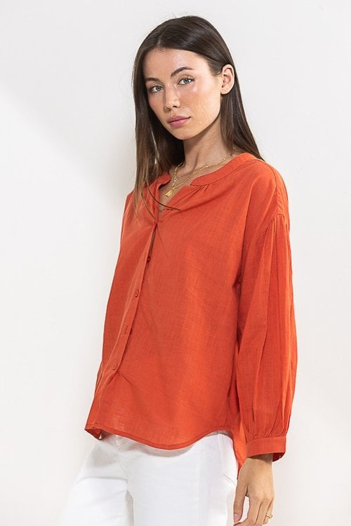 Cotton Split neck 3/4 SLV top