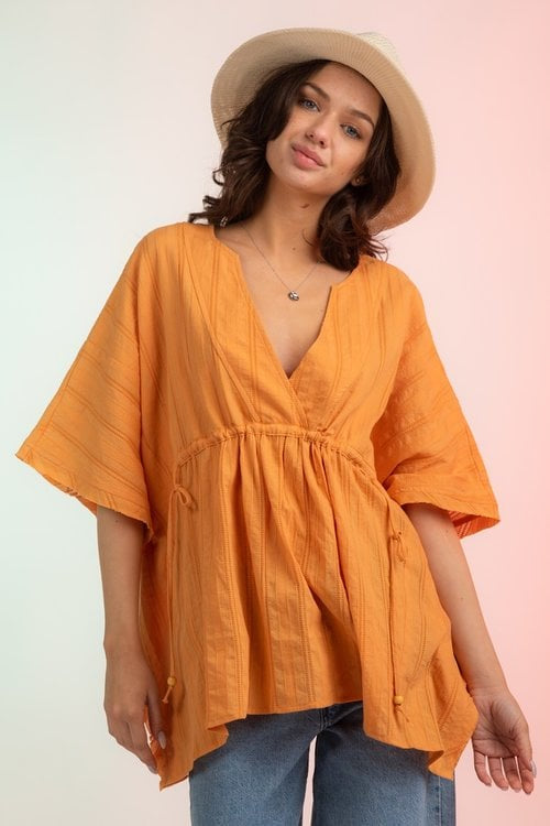 Half SLV V-Neck Kaftan Top